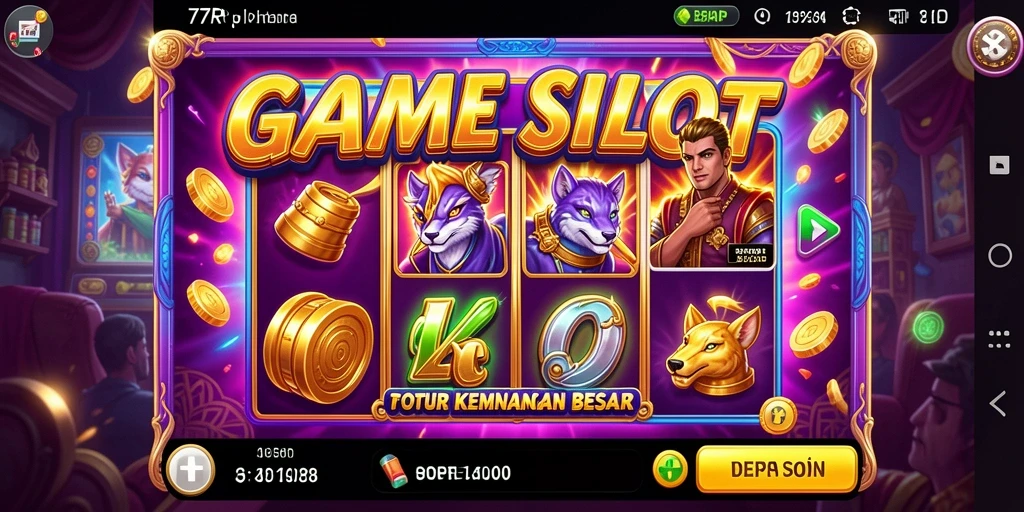 Tampilan gameplay seru di 77RP dengan berbagai tema slot.