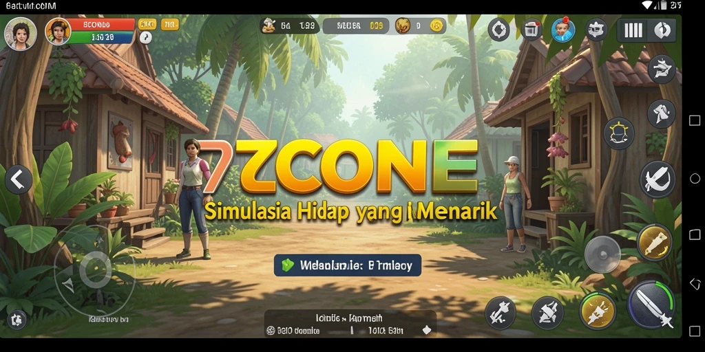 Gameplay 7CONE menampilkan momen simulasi yang dinamis dan menarik.