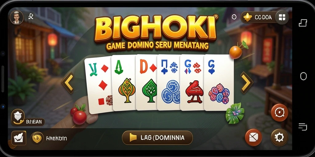 Tampilan seru gameplay BIGHOKI dengan pemain sedang bermain Domino.