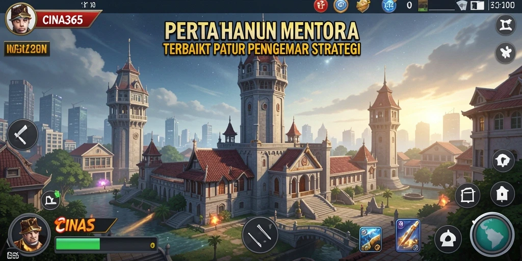 Tampilan gameplay <strong>CINA365</strong> dengan strategi menara yang mendebarkan.