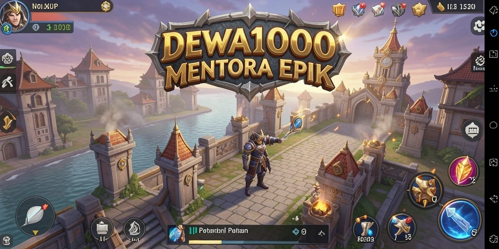 Tampilan gameplay DEWA1000 dengan berbagai menara strategis.