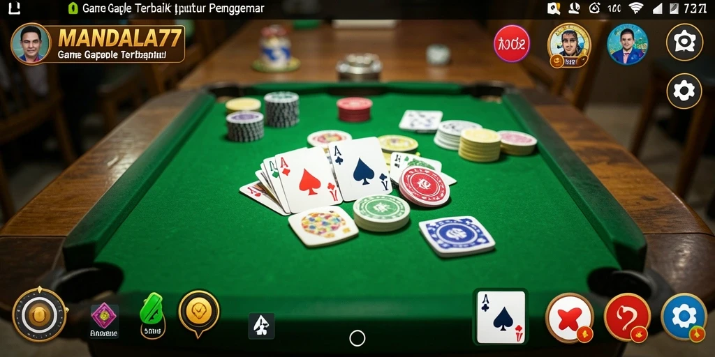Screenshot MANDALA77 menampilkan gameplay seru Gaple dengan interaksi multiplayer.
