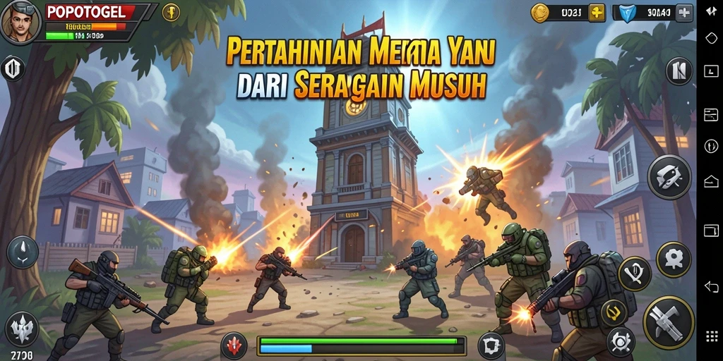 Screenshot permainan POPOTOGEL dengan tampilan menara yang siap bertahan.