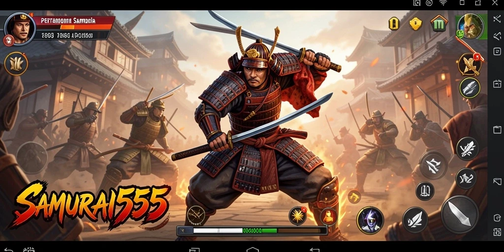 Tampilan gameplay SAMURAI555 yang mendebarkan dan penuh aksi.