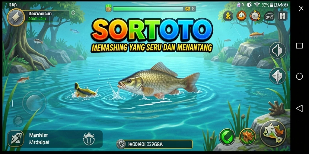 Gameplay SORTOTO menampilkan aksi memancing yang mendebarkan dan realistis.