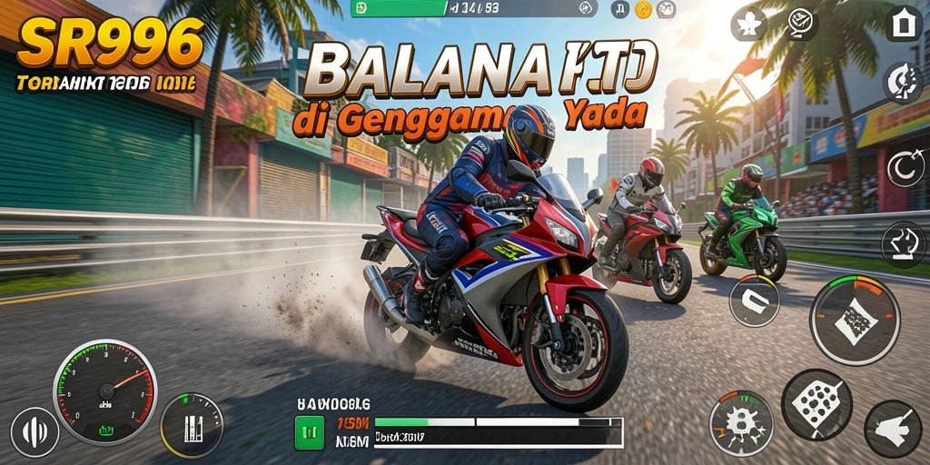 Gameplay SR996 menampilkan balapan motor yang cepat dan mendebarkan.