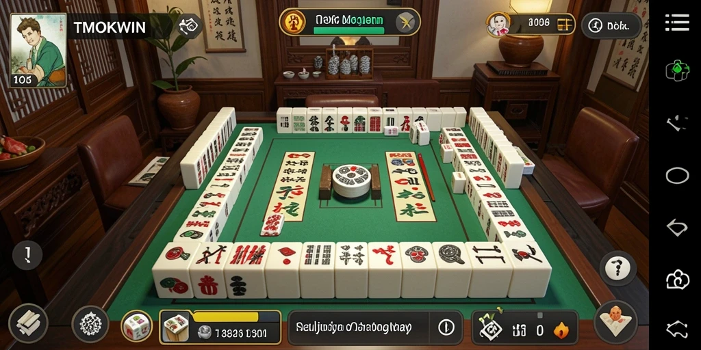 Tangkapan layar permainan TMOKWIN yang menampilkan keseruan gameplay Mahjong.