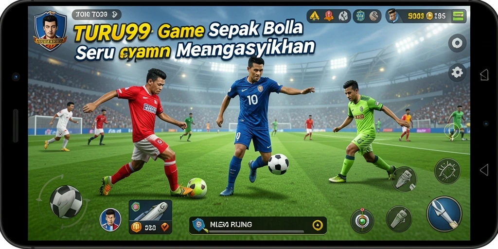 Tangkapan layar TURU99 menampilkan aksi pertandingan sepak bola yang mendebarkan.