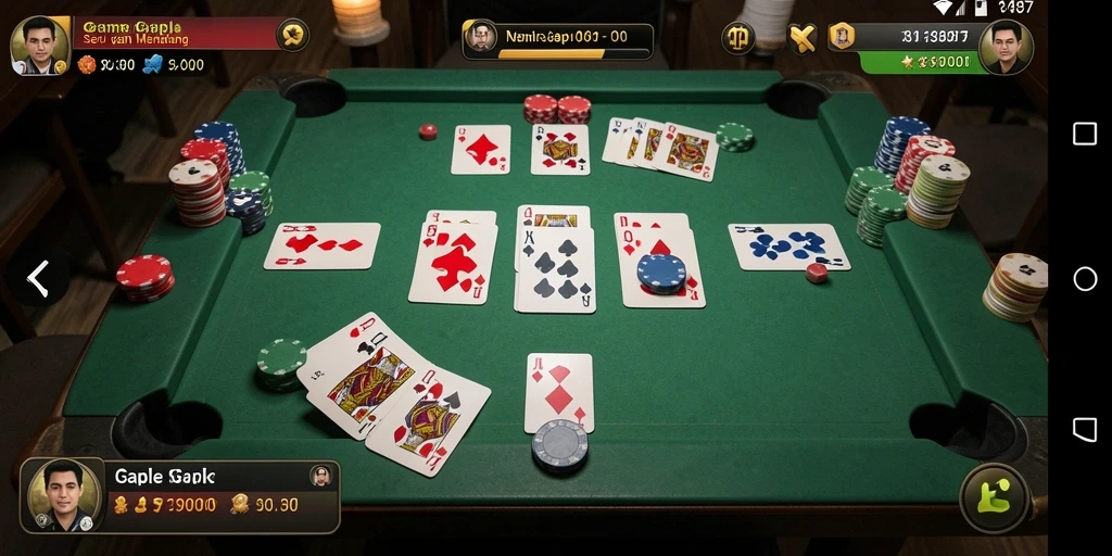 Tampilan gameplay Gaple yang seru dan interaktif di V87.